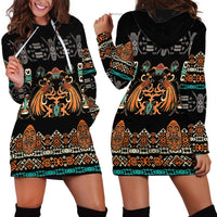 Black Batik Papua-inspired Pattern Hoodie Dress LT9 - Polynesian Pride