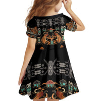 Black Batik Papua-inspired Pattern Kid Short Sleeve Dress - Polynesian Pride