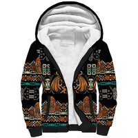 Black Batik Papua-inspired Pattern Sherpa Hoodie LT9 Unisex Black - Polynesian Pride