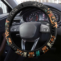 Black Batik Papua-inspired Pattern Steering Wheel Cover LT9 - Polynesian Pride