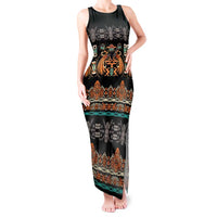 Black Batik Papua-inspired Pattern Tank Maxi Dress LT9 Women Black - Polynesian Pride