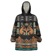 Black Batik Papua-inspired Pattern Wearable Blanket Hoodie LT9 One Size Black - Polynesian Pride