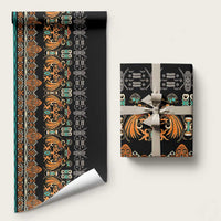 Black Batik Papua-inspired Pattern Wrapping Paper LT9 58" × 23" Black - Polynesian Pride