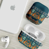 Dark Cyan Blue Batik Papua-inspired Pattern AirPods Case LT9 - Polynesian Pride