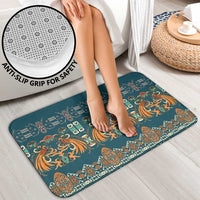 Dark Cyan Blue Batik Papua-inspired Pattern Bathroom Set - Polynesian Pride