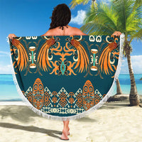 Dark Cyan Blue Batik Papua-inspired Pattern Beach Blanket LT9 - Polynesian Pride