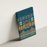Dark Cyan Blue Batik Papua-inspired Pattern Canvas Wall Art LT9 - Polynesian Pride