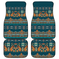 Dark Cyan Blue Batik Papua-inspired Pattern Car Mats LT9 - Polynesian Pride