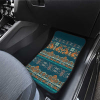 Dark Cyan Blue Batik Papua-inspired Pattern Car Mats LT9 - Polynesian Pride