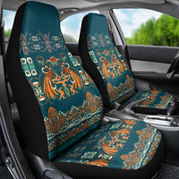 Dark Cyan Blue Batik Papua-inspired Pattern Car Seat Cover - Polynesian Pride