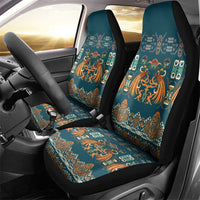 Dark Cyan Blue Batik Papua-inspired Pattern Car Seat Cover - Polynesian Pride