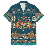 Dark Cyan Blue Batik Papua-inspired Pattern Family Matching Long Sleeve Bodycon Dress and Hawaiian Shirt - Polynesian Pride