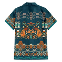 Dark Cyan Blue Batik Papua-inspired Pattern Family Matching Puletasi and Hawaiian Shirt LT9 - Polynesian Pride