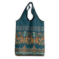 Dark Cyan Blue Batik Papua-inspired Pattern Grocery Bag LT9 - Polynesian Pride