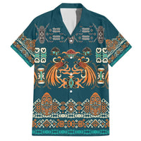 Dark Cyan Blue Batik Papua-inspired Pattern Hawaiian Shirt LT9 Blue - Polynesian Pride