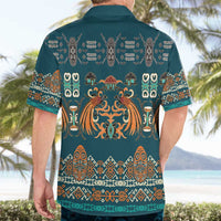 Dark Cyan Blue Batik Papua-inspired Pattern Hawaiian Shirt LT9 - Polynesian Pride
