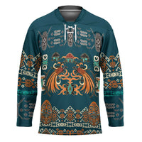 Dark Cyan Blue Batik Papua-inspired Pattern Hockey Jersey LT9 Unisex Blue - Polynesian Pride