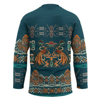 Dark Cyan Blue Batik Papua-inspired Pattern Hockey Jersey LT9 - Polynesian Pride