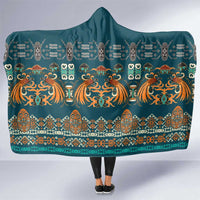 Dark Cyan Blue Batik Papua-inspired Pattern Hooded Blanket - Polynesian Pride