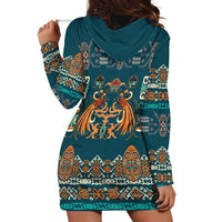 Dark Cyan Blue Batik Papua-inspired Pattern Hoodie Dress LT9 - Polynesian Pride