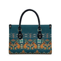 Dark Cyan Blue Batik Papua-inspired Pattern Leather Bag LT9 - Polynesian Pride