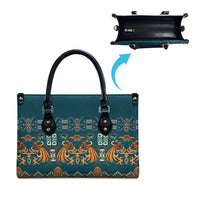 Dark Cyan Blue Batik Papua-inspired Pattern Leather Bag LT9 - Polynesian Pride