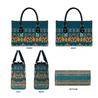 Dark Cyan Blue Batik Papua-inspired Pattern Leather Bag LT9 - Polynesian Pride