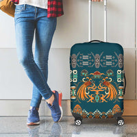 Dark Cyan Blue Batik Papua-inspired Pattern Luggage Cover - Polynesian Pride