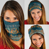 Dark Cyan Blue Batik Papua-inspired Pattern Neck Gaiter LT9