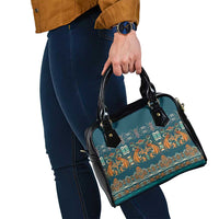 Dark Cyan Blue Batik Papua-inspired Pattern Shoulder Handbag - Polynesian Pride