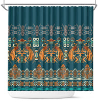 Dark Cyan Blue Batik Papua-inspired Pattern Shower Curtain - Polynesian Pride
