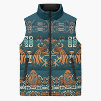 Dark Cyan Blue Batik Papua-inspired Pattern Sleeveless Puffer Jacket LT9 Unisex Blue - Polynesian Pride