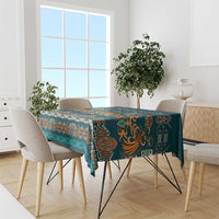 Dark Cyan Blue Batik Papua-inspired Pattern Tablecloth LT9 - Polynesian Pride