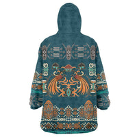 Dark Cyan Blue Batik Papua-inspired Pattern Wearable Blanket Hoodie LT9 - Polynesian Pride