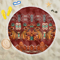 Oxblood Batik Papua-inspired Pattern Beach Blanket LT9 One Size 150cm Red - Polynesian Pride