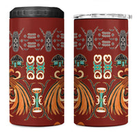 Oxblood Batik Papua-inspired Pattern 4 in 1 Can Cooler Tumbler LT9 One Size: 16 oz Red - Polynesian Pride