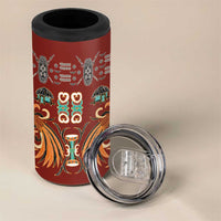 Oxblood Batik Papua-inspired Pattern 4 in 1 Can Cooler Tumbler LT9 - Polynesian Pride