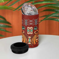 Oxblood Batik Papua-inspired Pattern 4 in 1 Can Cooler Tumbler LT9 - Polynesian Pride