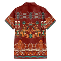 Oxblood Batik Papua-inspired Pattern Family Matching Off The Shoulder Long Sleeve Dress and Hawaiian Shirt - Polynesian Pride