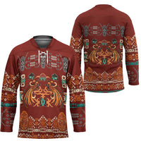 Oxblood Batik Papua-inspired Pattern Hockey Jersey LT9 - Polynesian Pride