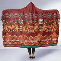 Oxblood Batik Papua-inspired Pattern Hooded Blanket - Polynesian Pride