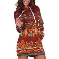 Oxblood Batik Papua-inspired Pattern Hoodie Dress LT9 Red - Polynesian Pride