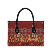 Oxblood Batik Papua-inspired Pattern Leather Bag LT9 - Polynesian Pride