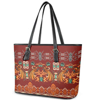 Oxblood Batik Papua-inspired Pattern Leather Tote Bag - Polynesian Pride