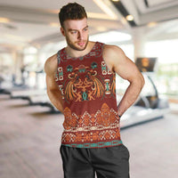 Oxblood Batik Papua-inspired Pattern Men Tank Top LT9 Red - Polynesian Pride