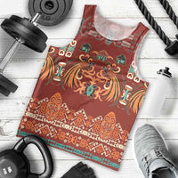 Oxblood Batik Papua-inspired Pattern Men Tank Top LT9 - Polynesian Pride