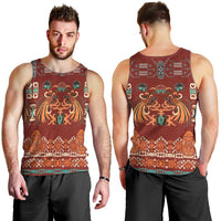 Oxblood Batik Papua-inspired Pattern Men Tank Top LT9 - Polynesian Pride