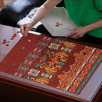 Oxblood Batik Papua-inspired Pattern Puzzle - Polynesian Pride