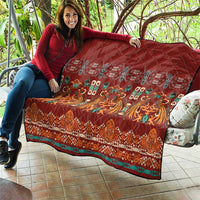 Oxblood Batik Papua-inspired Pattern Quilt - Polynesian Pride