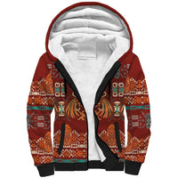 Oxblood Batik Papua-inspired Pattern Sherpa Hoodie LT9 Unisex Red - Polynesian Pride